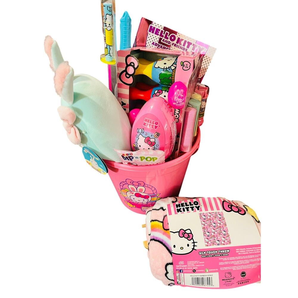 Hello Kitty rainbow world preschool throw 40 x 50 Super cute and adorable Easter